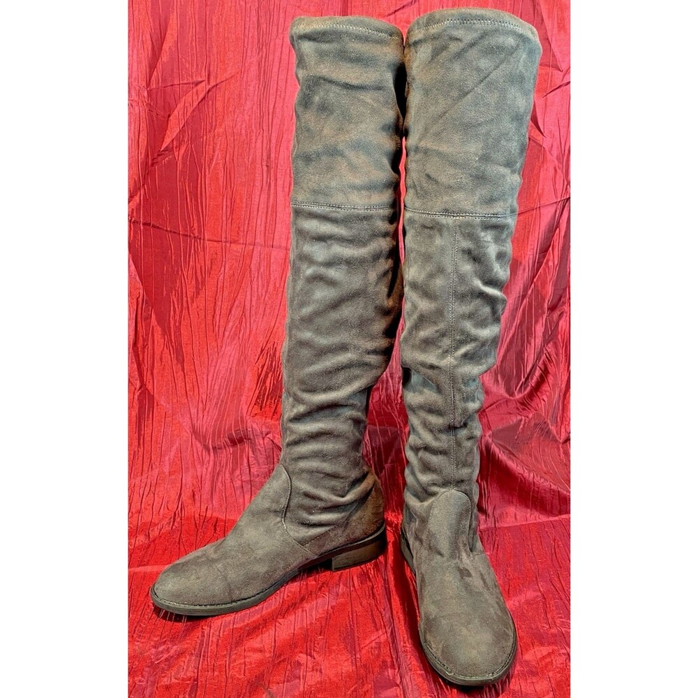 Womens No Parking Kordial Brown Faux Suede OTC Knee Boots sz 9